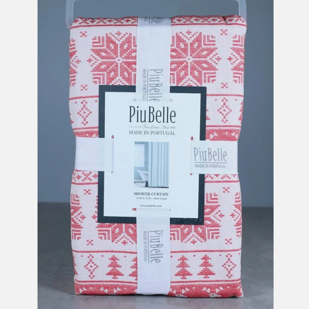 PiuBelle Fair Isle Cotton Fabric Shower Curtain 72
